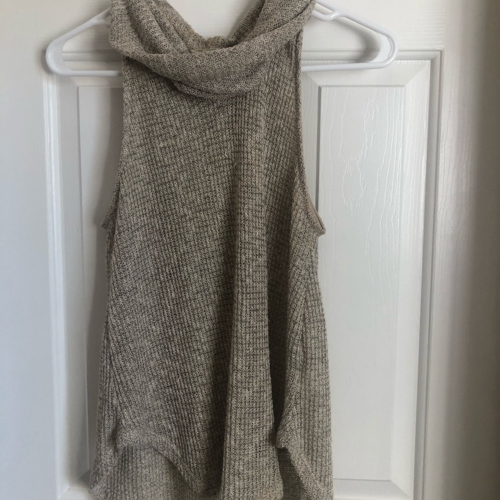 Lush Tan TurtleNeck Scoop Top